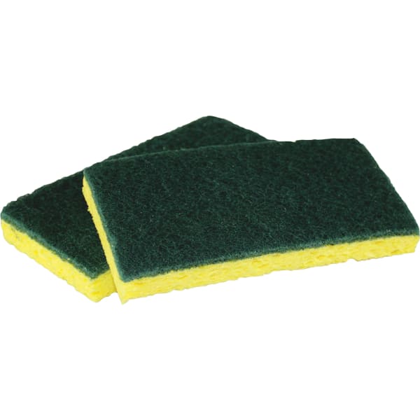 Impact Cellulose Scrubber Sponge - 0.9in Height x 3.2in Width x 6.3in Length - 5 / Pack - Cellulose - Yellow, Green