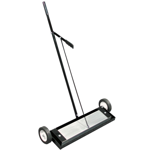 Magnetic Floor Sweeper, 6 lb Load Capacity, 30-1/4 in W, 48 in Handle, Push Type with Release Handle