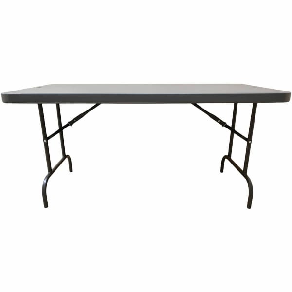 SKILCRAFT Folding Table - Gray Base - 100 lb Capacity - 30in Table Top Width x 60in Table Top Depth - 29in Height - Charcoal - High-density Polyethylene (HDPE), Plastic, Resin - 1 Each