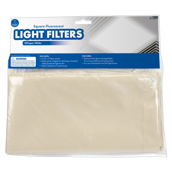 Educational Insights Classroom Light Filters, 2ft x 2ft, Whisper White, Set Of 4 Filters
