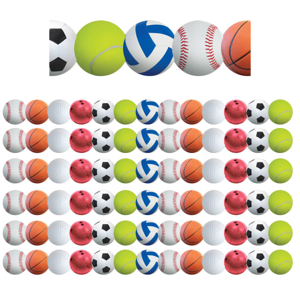 Hygloss Classroom Borders, Sports Balls, 12 Borders Per Pack, Set Of 6 Packs