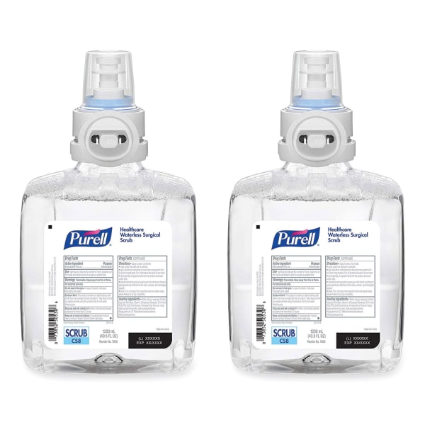 PURELL Waterless Surgical Scrub Gel Hand Sanitizer, 1,200 mL Refill Bottle, Fragrance-Free, For CS-8 Dispenser, 2/Carton