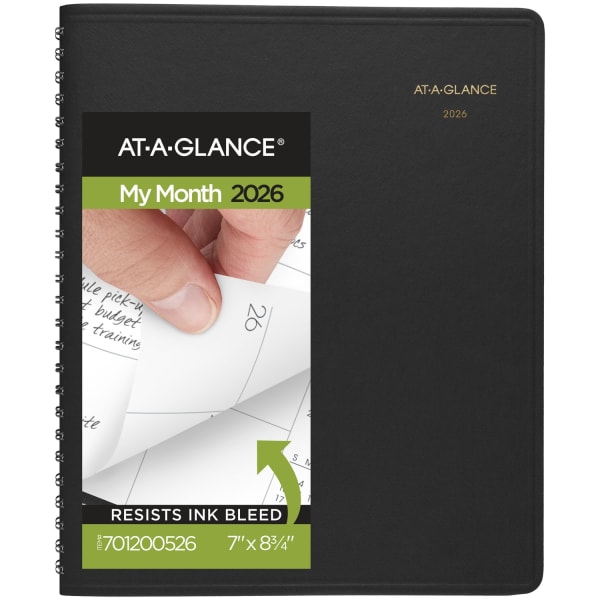 AT-A-GLANCE 2026 Monthly Planner, Black, Medium, 7in x 8 3/4in