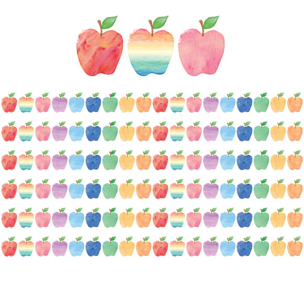 Teacher Created Resources Die-Cut Border Trim, Watercolor Apples, 35ft Per Pack, Set Of 6 Packs