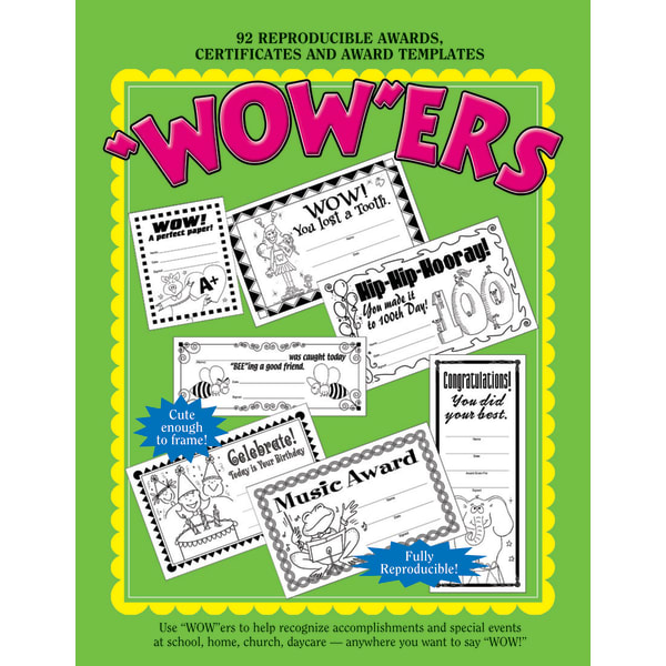 Barker Creek WOWers Reproducible Awards Book, 8 1/2in x 11in, Assorted Colors, Preschool - Grade 6