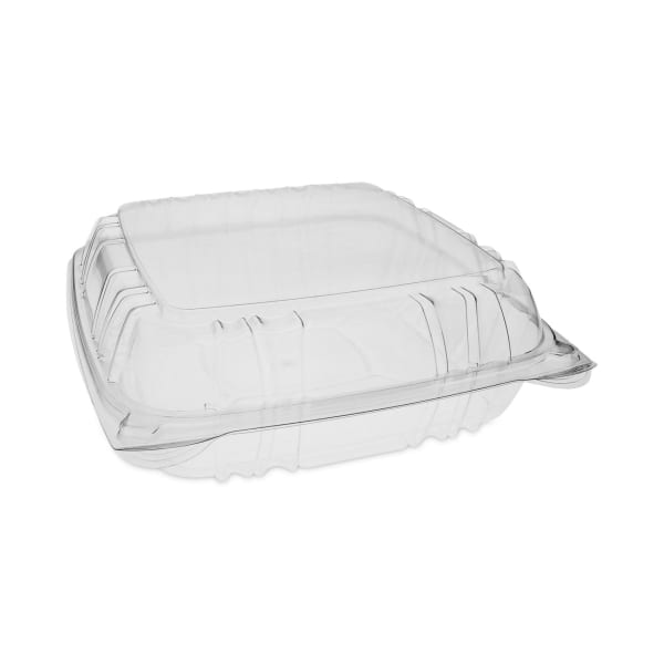 Pactiv Evergreen SENSATION SmartLock Hinged Lid Containers, 3-1/8inH x 9-1/4inW x 8-7/8inD, Clear, Carton Of 200 Containers