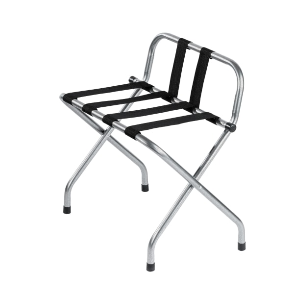 Hospitality 1 Source Metal Luggage Racks With Backrests, 26inH x 22inW x 17inD, Hammertone, Pack Of 4 Racks