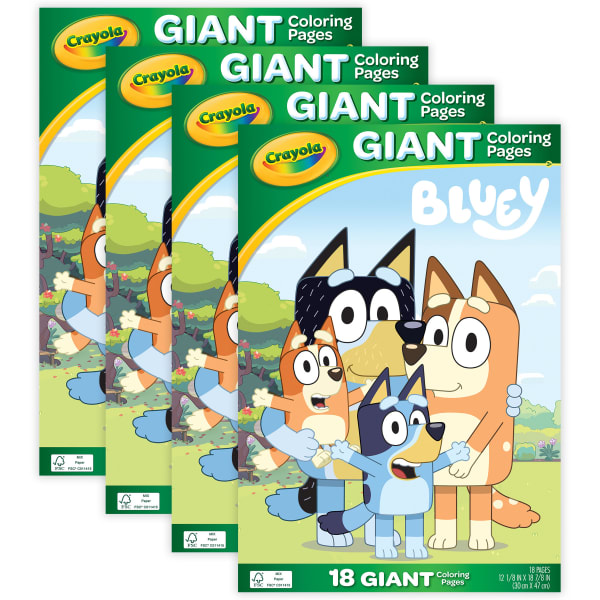 Crayola Giant Coloring Pages, Bluey, 18 Per Set, Pack Of 4 Sets
