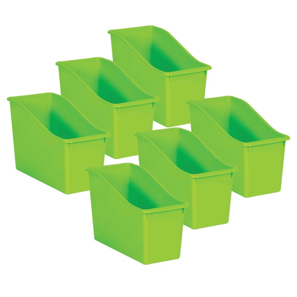 Teacher Created Resources Plastic Book Bins, 7-1/2inH x 11-3/8inW x 5-1/2inD, Lime, Pack Of 6 Bins