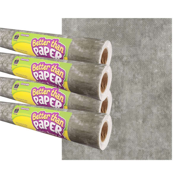 Teacher Created Resources Better Than Paper Bulletin Board Paper Rolls, 4ft x 12ft, Concrete, Pack Of 4 Rolls