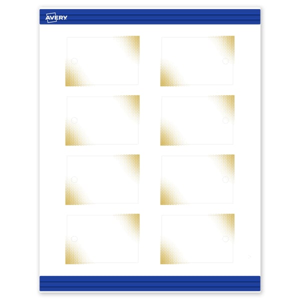 Avery Printable Tags With Sure Feed Technology, 2in x 3in, Matte White With Preprinted Gold-Blush Pattern, Pack Of 80