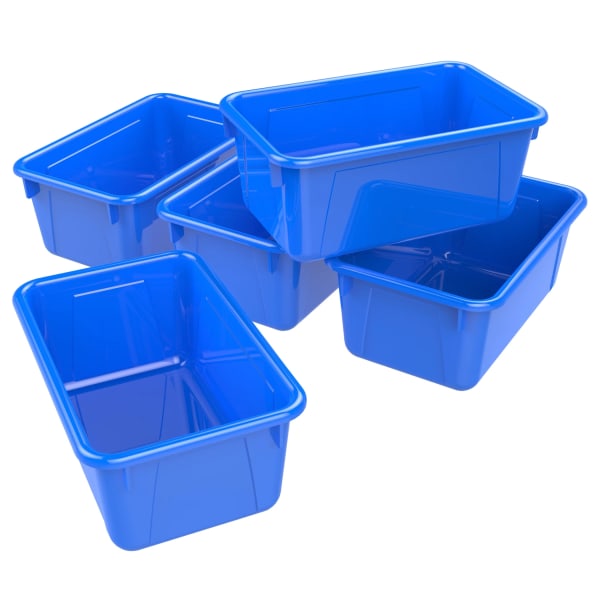 Storex Small Cubby Bins, 5-1/4inH x 8inW x 12-5/16inD, Blue, Pack Of 5 Bins