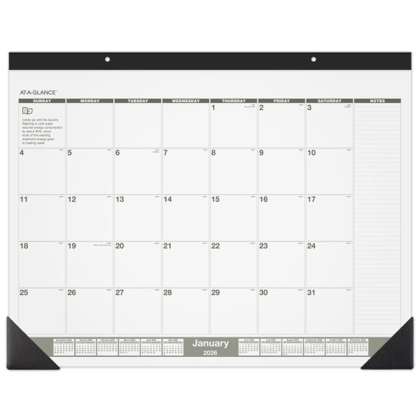 AT-A-GLANCE 2026 Recycled Monthly Desk Pad Calendar, Standard, 22in x 17in