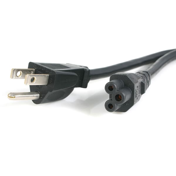StarTech.com 6 ft Standard Laptop Power Cord - NEMA 5-15P to C5 -Slot Laptop Computer Power Cable - Power cable - PXT101NB3S