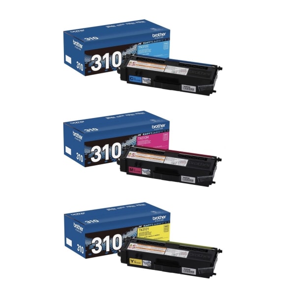 Brother TN310 3-Color Cyan/Magenta/Yellow Toner Cartridges, Pack Of 3 Cartridges, TN310CMY-OD