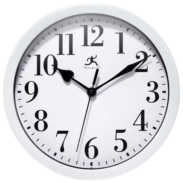 Infinity Instruments Simple Round Wall Clock, 9in, White