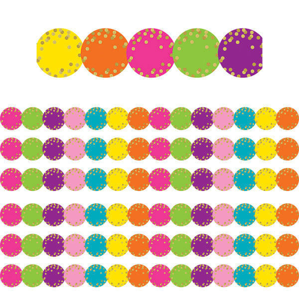 Teacher Created Resources Die-Cut Border Trim, Confetti Circles, 35ft Per Pack, Set Of 6 Packs