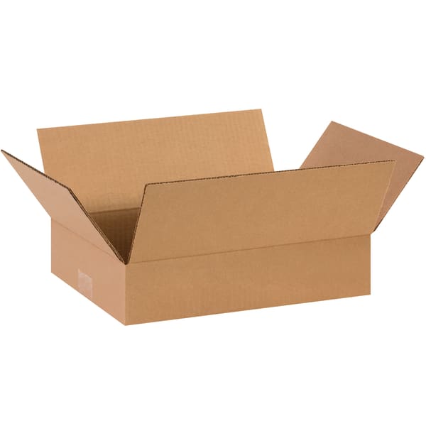 Partners Brand Corrugated Boxes, Flat, 3inH x 10inW x 14inD, Kraft, Pack Of 25