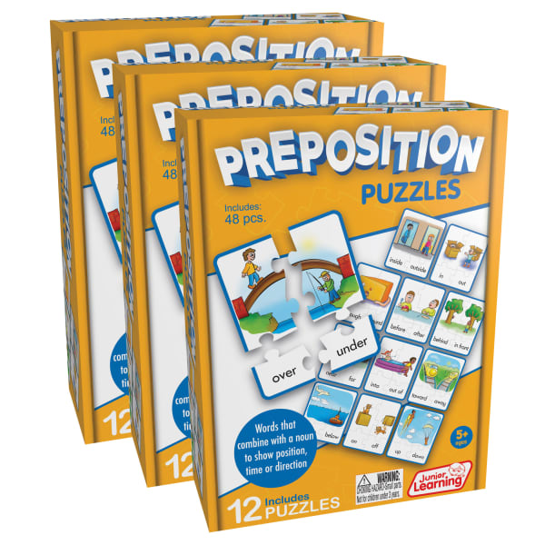 Junior Learning Prepositions Puzzles, Set Of 12 Puzzles, Pack Of 3 Sets