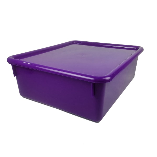 Romanoff Double Stowaway Tray With Lid, 5-1/2inH x 13-1/2inW x 16inD, Purple