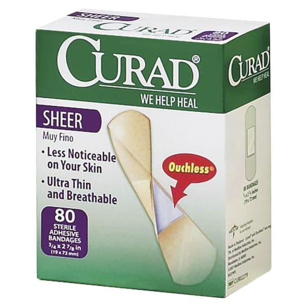 Medline Sheer Adhesive Bandages, 3/4in x 3in, Pack Of 80