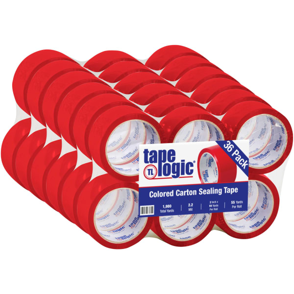 Tape Logic Carton Sealing Tape, 2in x 55 Yd., Red, Case Of 36