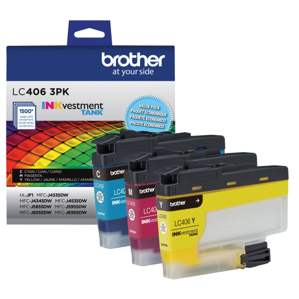 Brother LC4063PKS INKvestment Cyan, Magenta, Yellow Ink Tanks, Pack Of 3
