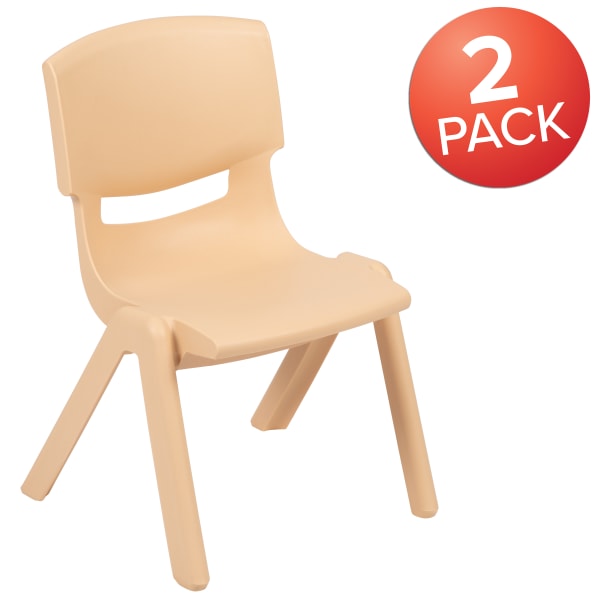 Flash Furniture Plastic Stackable School Chairs With 12in Seat Height, Natural, Set Of 2 Chairs