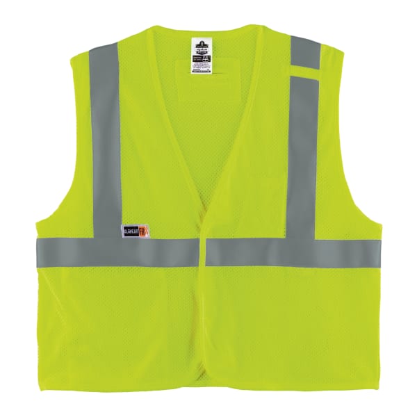 Ergodyne GloWear Flame-Resistant Hi-Vis Safety Vest, Type R, Class 2, 2X/3X, Lime