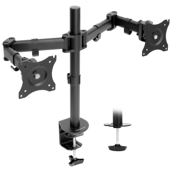 Mount-It! MI-1752 Dual Monitor Desk Mount For 13 - 27in Monitors, 17-1/4inH x 34inW x 5-1/2inD, Black