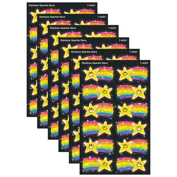 TREND Sparkle Stickers Rainbow Stars, 24 Per Pack, Set Of 6 Packs