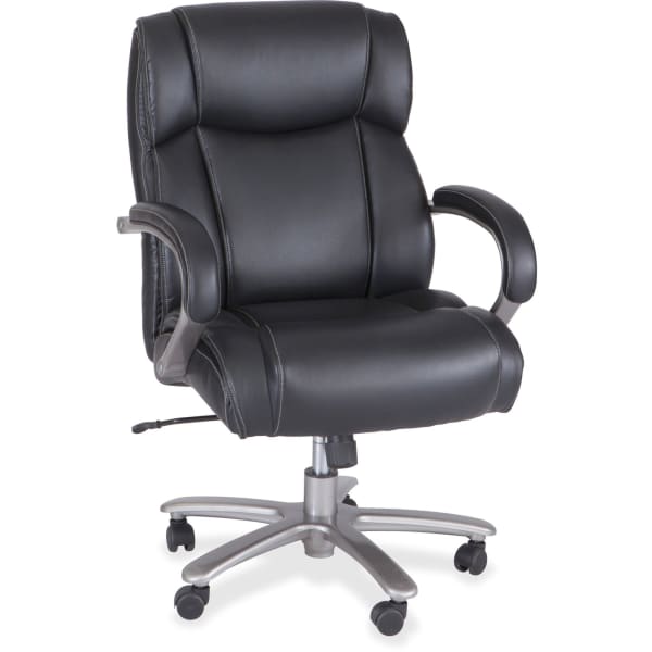 Safco Big & Tall Bonded Leather Mid-Back Chair, Black