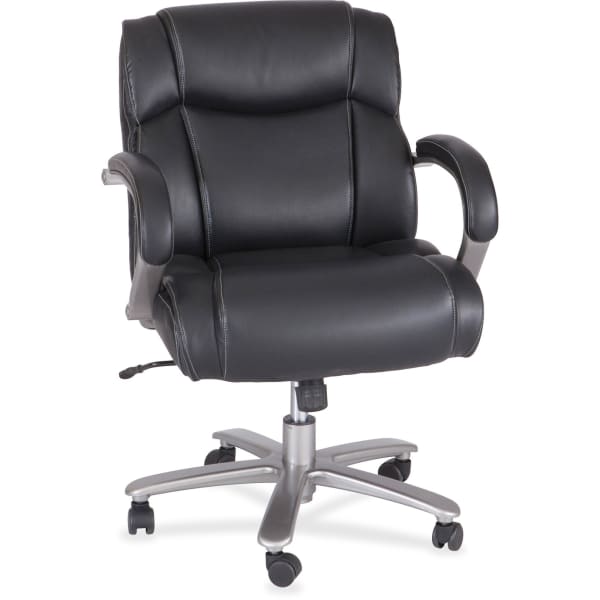 Safco Big & Tall Bonded Leather Mid-Back Chair, Black