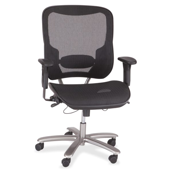 Safco Lineage Big & Tall Mesh Task Chair, Black/Silver