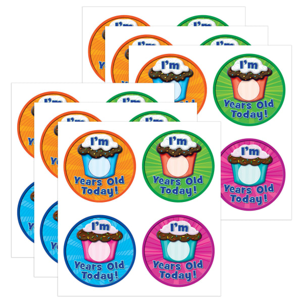 Teacher Created Resources Wear "Em Badges, I Am __ Years Old Today, 32 Per Pack, Set Of 6 Packs