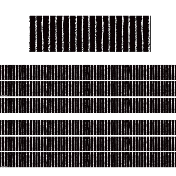 Teacher Created Resources Straight Border Trim, Black With White Pinstripes, 35ft Per Pack, Set Of 6 Packs