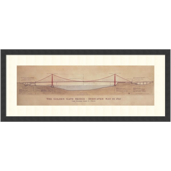 Amanti Art Golden Gate Bridge by Craig S. Holmes Wood Framed Wall Art Print, 17inH x 40inW, Black