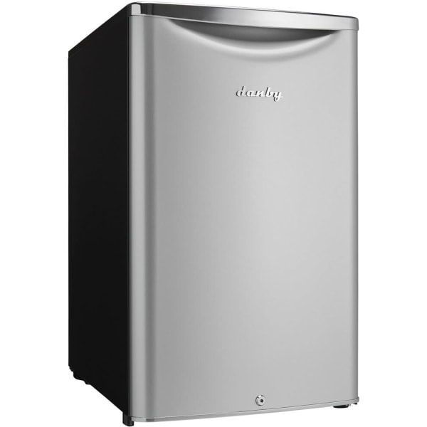 Danby 4.4 Cu.ft. Compact Refrigerator - 4.40 ft3 - Auto-defrost - Reversible - 4.40 ft3 Net Refrigerator Capacity - Metallic - Chrome Handle, Glass Shelf
