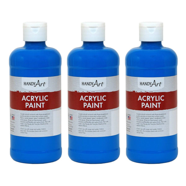 Handy Art Acrylic Paints, 16 Oz, Cobalt Blue, Pack Of 3 Paints