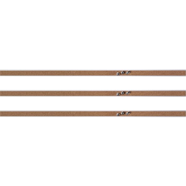 Lorell Cork Strip Bulletin Bars, 1in x 18in, Silver, Pack Of 3