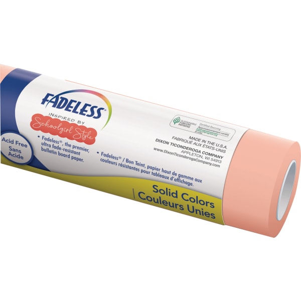 Fadeless Schoolgirl Style Bulletin Board Paper, 48in x 50ft, Coral Sugar