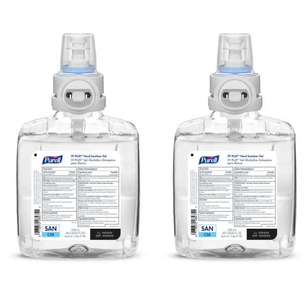 Purell VF PLUS Gel Hand Sanitizer Refills For CS8 Touch-Free Hand Sanitizer Dispensers, Fragrance Free, 40.6 Oz, Case Of 2 Refills