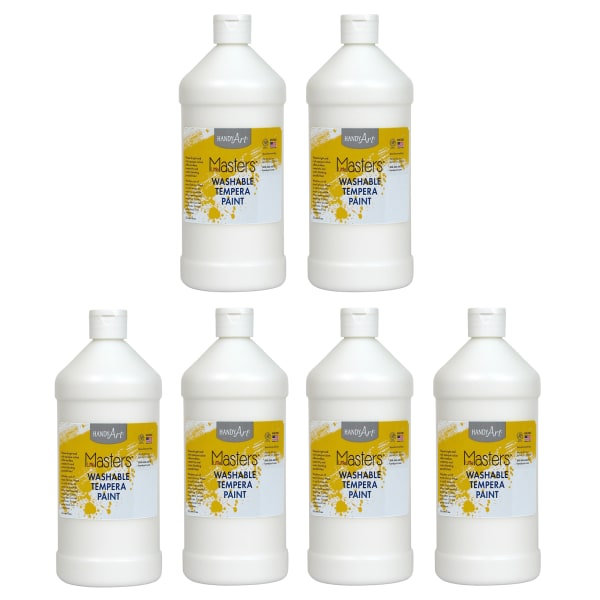 Handy Art Little Masters Washable Tempera Paints, 32 Oz, White, Pack Of 6 Paints