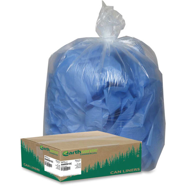 Berry Coreless Heavy-duty Can Liners - Extra Large Size - 60 gal Capacity - 38in Width x 58in Length x 1.50 mil (38 Micron) Thickness - Clear - Can - Recycled - 100 / Carton