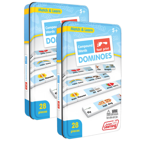 Junior Learning Compound Words Match and Learn Dominoes, Grade K, Pack Of 2 Dominoes