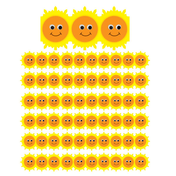 Hygloss Classroom Borders, Happy Suns Die Cut, 12 Borders Per Pack, Set Of 6 Packs