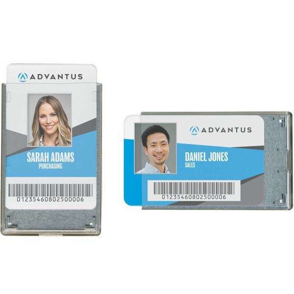 Advantus RFID Blocking Badge Holder - Support 3.38in x 2.13in Media - Vertical, Horizontal - Vinyl - Clear - Removable - 20 / Pack