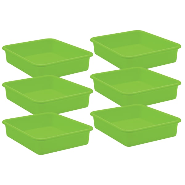 Teacher Created Resources Large Plastic Letter Trays, 3inH x 11-1/2inW x 14inD, Lime, Pack Of 6 Trays