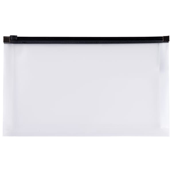 Office Depot Brand Mini Zip Envelope, Check Size, 10-3/4in x 7in, Clear/Black