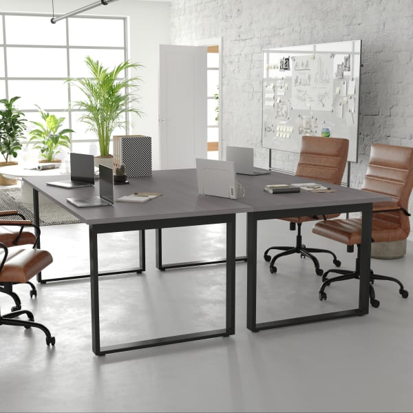 Flash Furniture Redmond Commercial 72x36 Conference Table with 1in Thick Double Sided Laminate Table Top with PVC Edging and Heavy Duty U-Frame Steel Base, Gray Oak